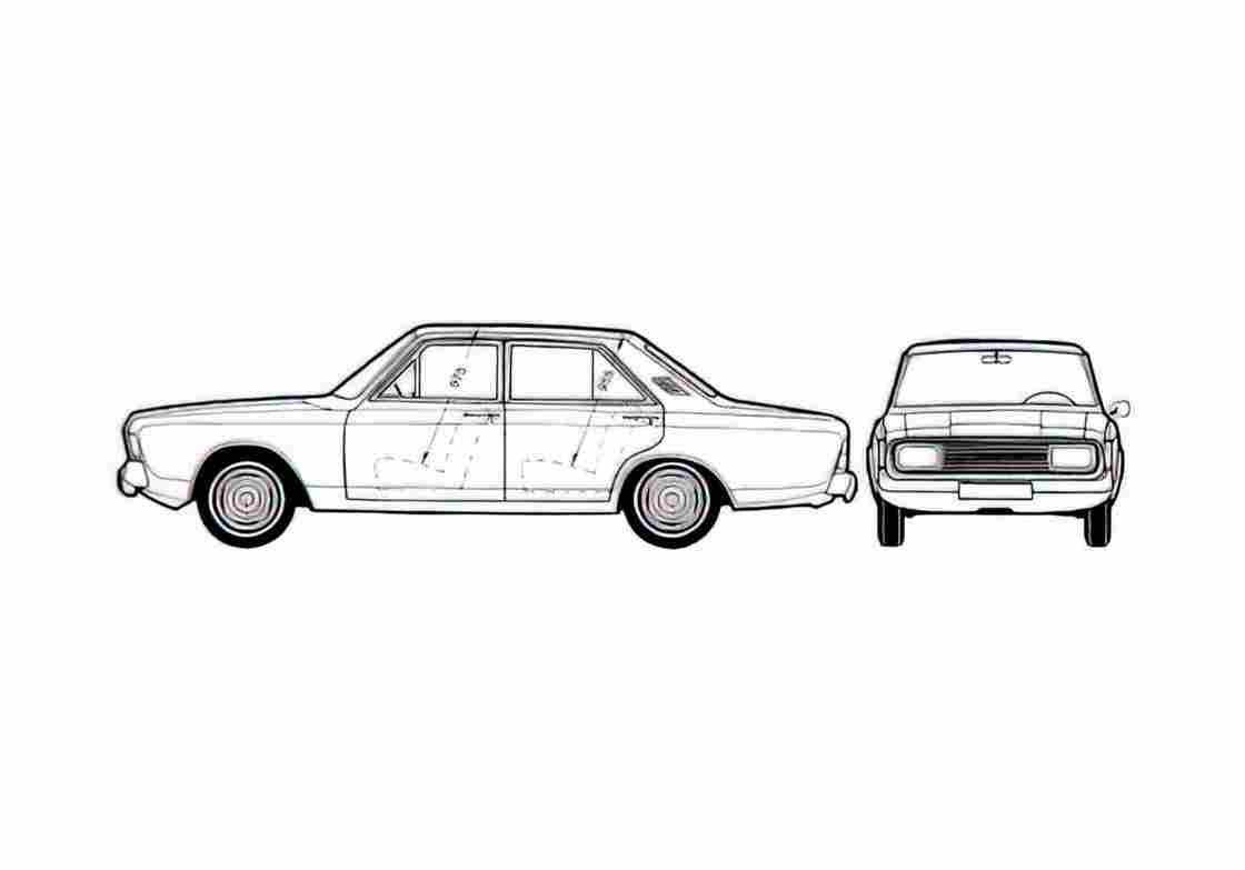 Blueprint Ford Taunus 20M P7A) Sedan 1969 A4 Photo Print