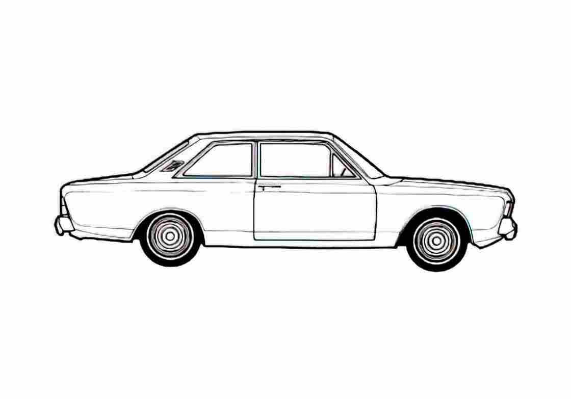 Blueprint Ford Taunus 20M P7B) 2 door Sedan 1969 A4 Photo Print