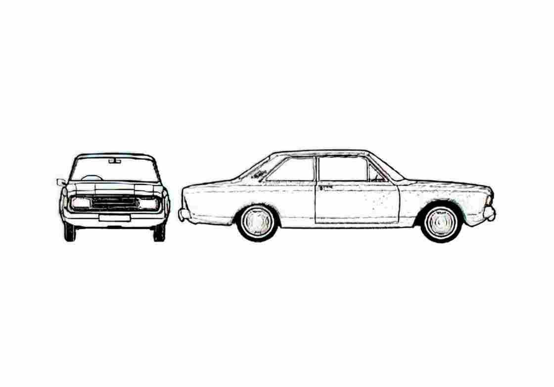Blueprint Ford Taunus 20M P7B) 2 door Sedan 1970 A4 Photo Print