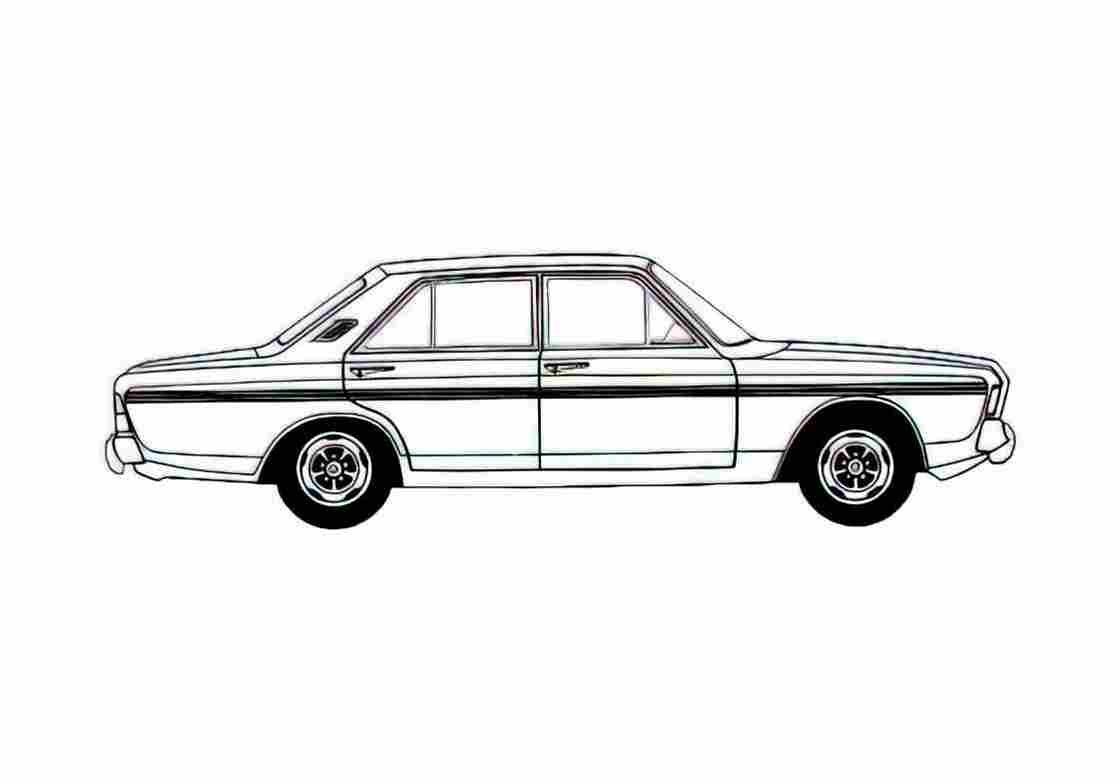 Blueprint Ford Taunus 20M P7B) RS Sedan 1969 A4 Photo Print