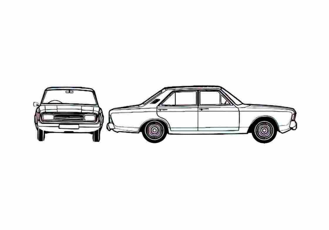 Blueprint Ford Taunus 20M P7B) Sedan 1969 A4 Photo Print