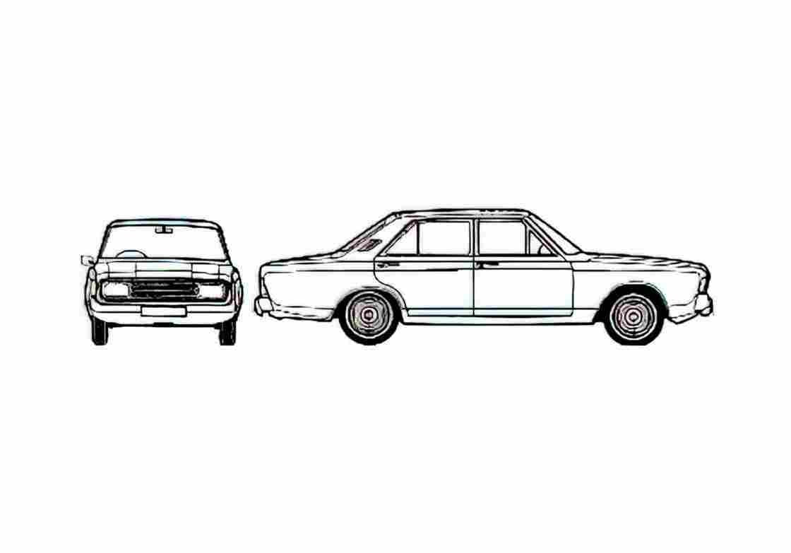 Blueprint Ford Taunus 20M P7B) Sedan 1970 A4 Photo Print