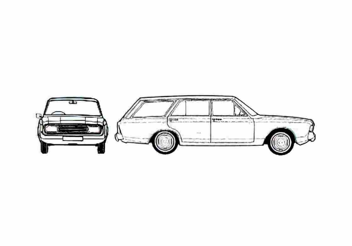 Blueprint Ford Taunus 20M P7B) Turnier Wagon 1970 A4 Photo Print