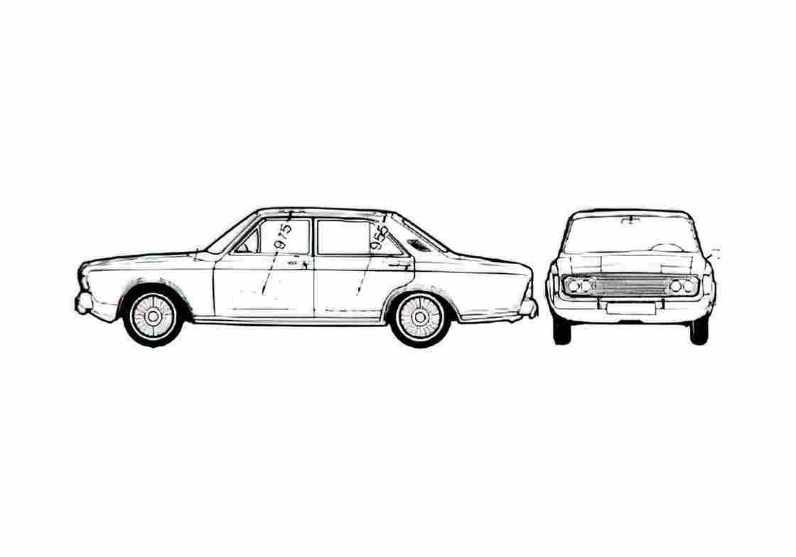 Blueprint Ford Taunus 26M P7A) Sedan 1969 A4 Photo Print