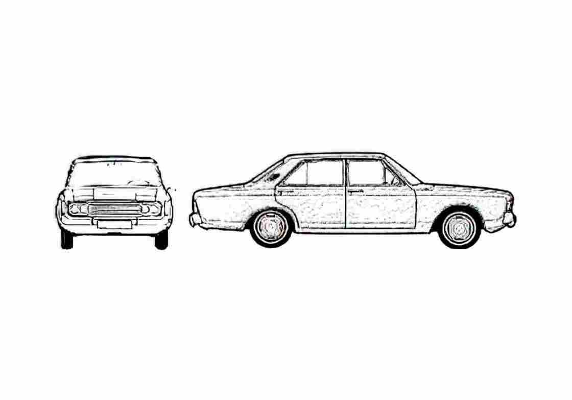 Blueprint Ford Taunus 26M P7B) Sedan 1970 A4 Photo Print