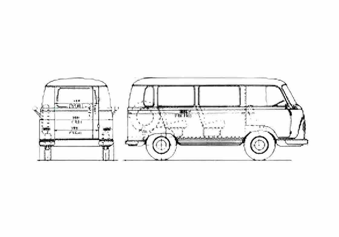 Blueprint Ford Taunus FK Minibus Bus 1964 A4 Photo Print