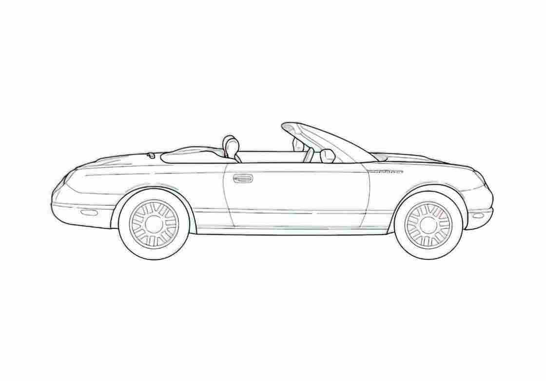 Blueprint Ford Thunderbird Cabriolet 2003 A4 Photo Print