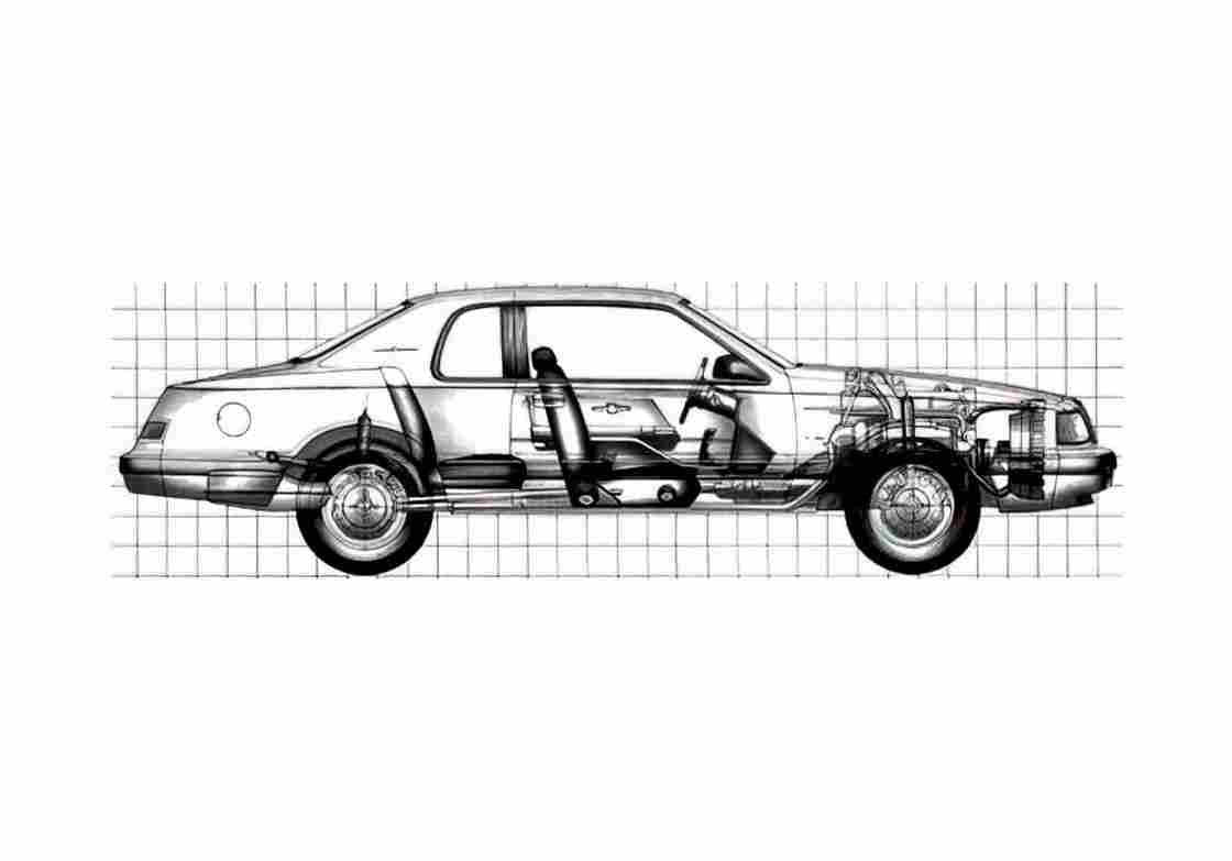 Blueprint Ford Thunderbird Coupe 1984 A4 Photo Print