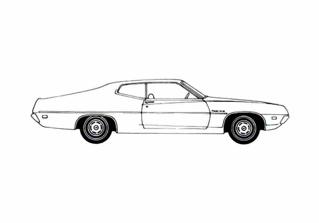 Blueprint Ford Torino 2 door Sportroof Coupe 1970 A4 Photo Print