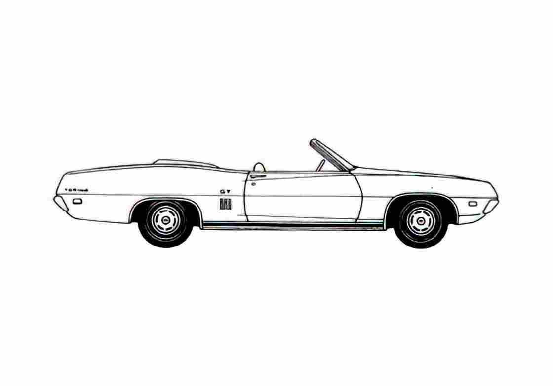 Blueprint Ford Torino GT Convertible Cabriolet 1970 A4 Photo Print