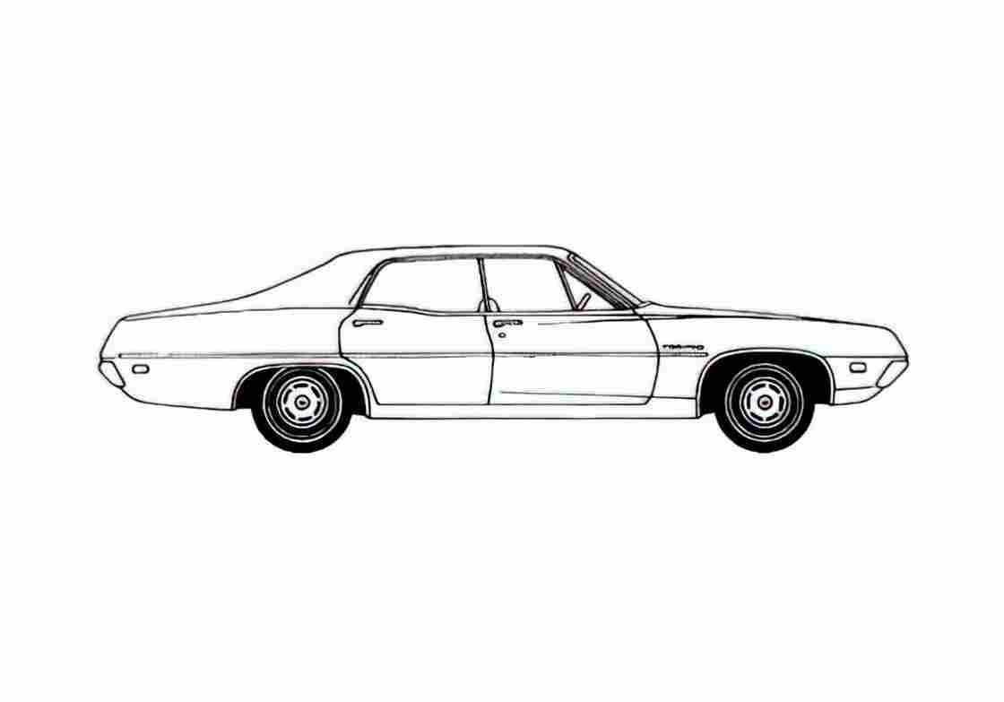 Blueprint Ford Torino Hard Top Sedan 1970 A4 Photo Print