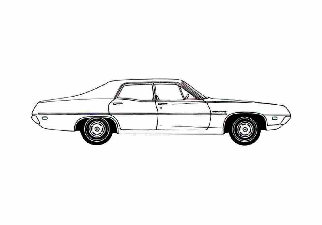 Blueprint Ford Torino Sedan 1970 A4 Photo Print