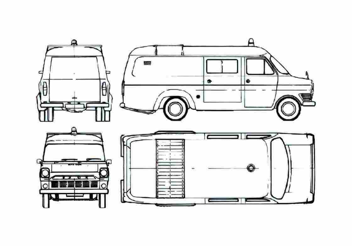 Blueprint Ford Transit 1300 Fire Van 1965 A4 Photo Print