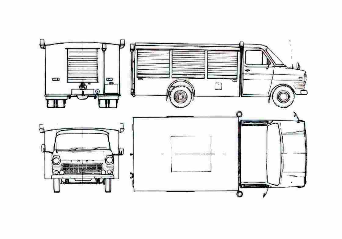 Blueprint Ford Transit 160 Fire Truck 1964 A4 Photo Print