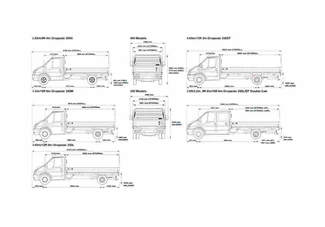 Blueprint Ford Transit 300 350 Truck 2008 A4 Photo Print