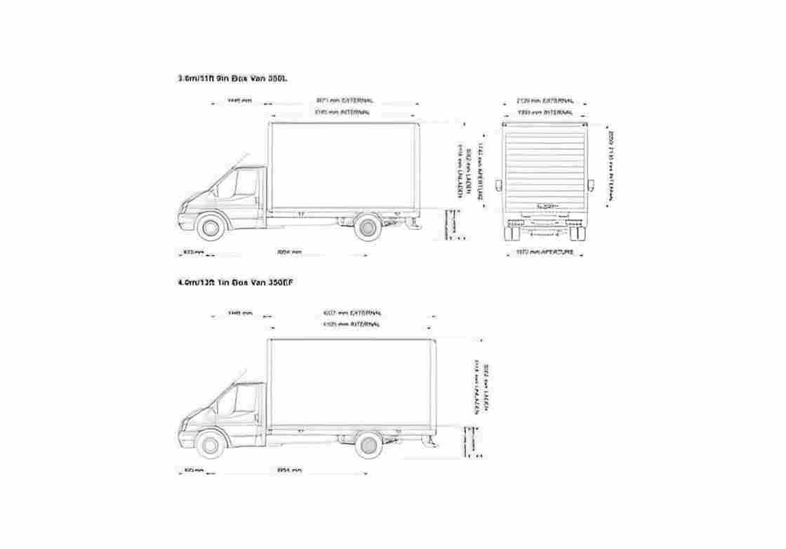 Blueprint Ford Transit Box 350 Truck 2008 A4 Photo Print