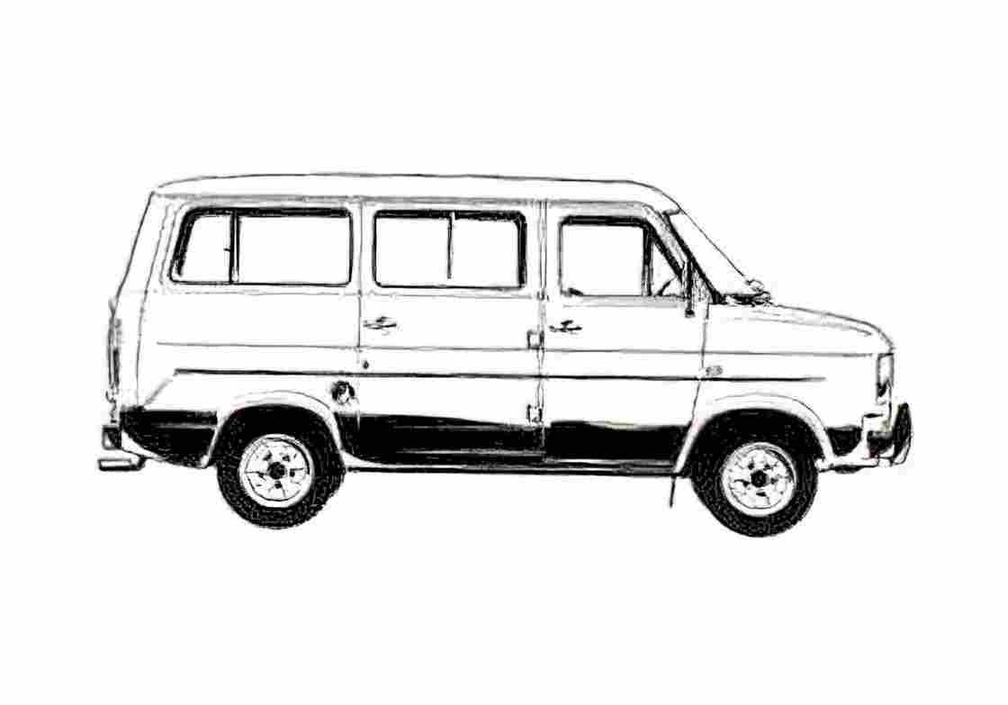Blueprint Ford Transit Bus 1978 A4 Photo Print