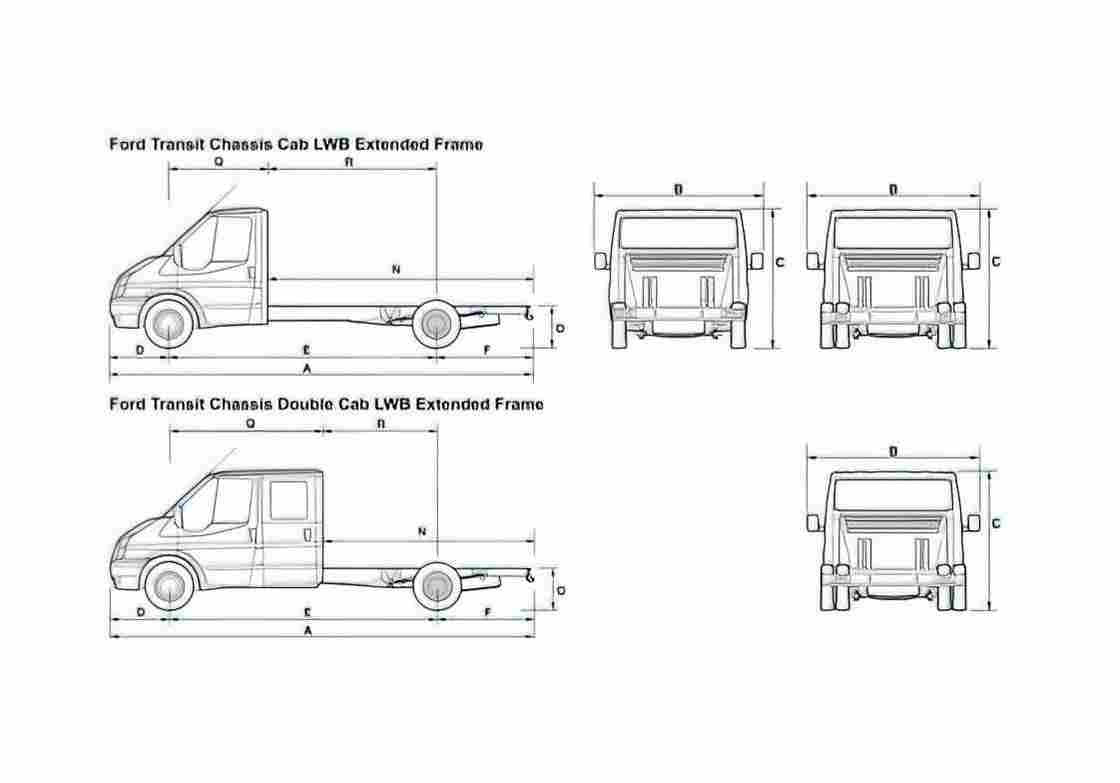 Blueprint Ford Transit Chassis Cab LWB Extended Frame Truck 2008 A4 Photo Print