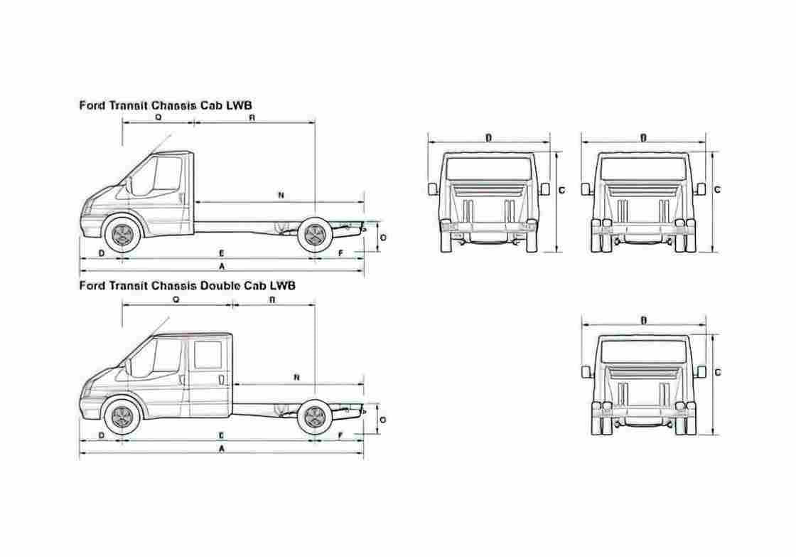Blueprint Ford Transit Chassis Cab LWB Truck 2008 A4 Photo Print