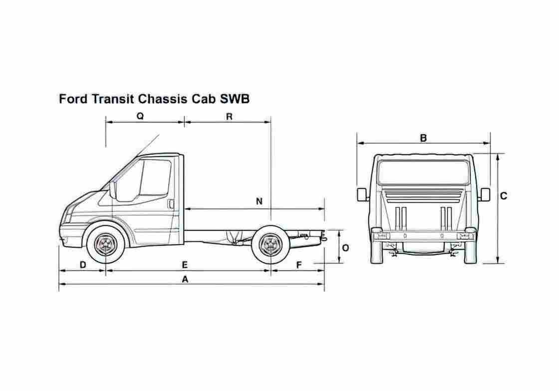 Blueprint Ford Transit Chassis Cab SWB Truck 2008 A4 Photo Print
