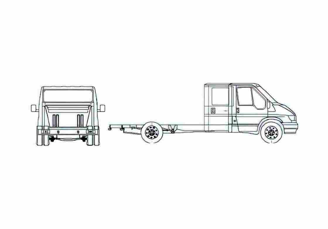 Blueprint Ford Transit Chassis Truck 2005 A4 Photo Print