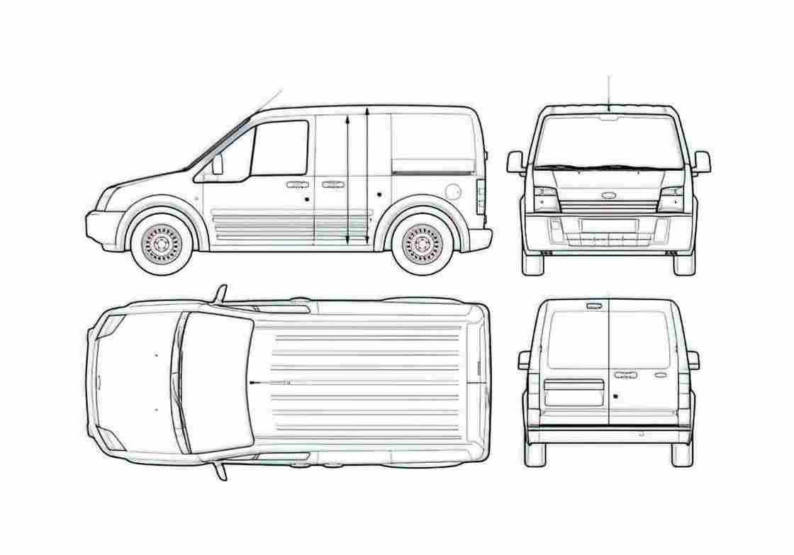 Blueprint Ford Transit Connect Van 2005 A4 Photo Print