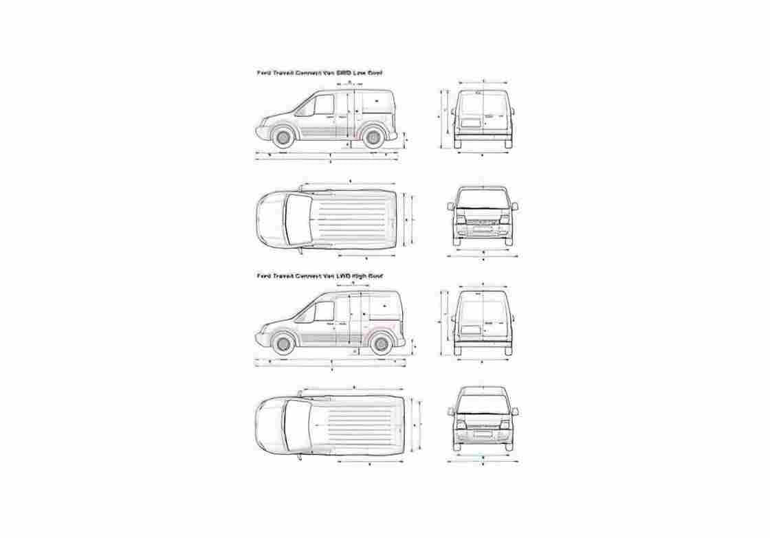 Blueprint Ford Transit Connect Van 2008 A4 Photo Print