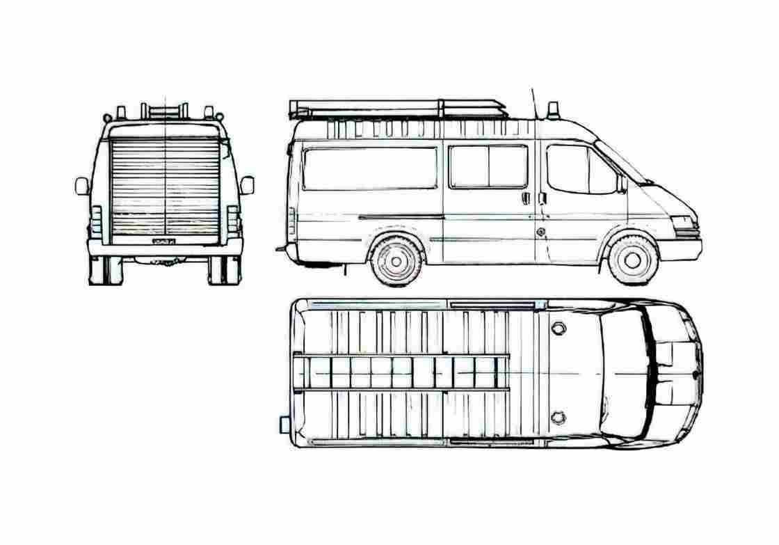 Blueprint Ford Transit FT190 Fire Van 1986 A4 Photo Print