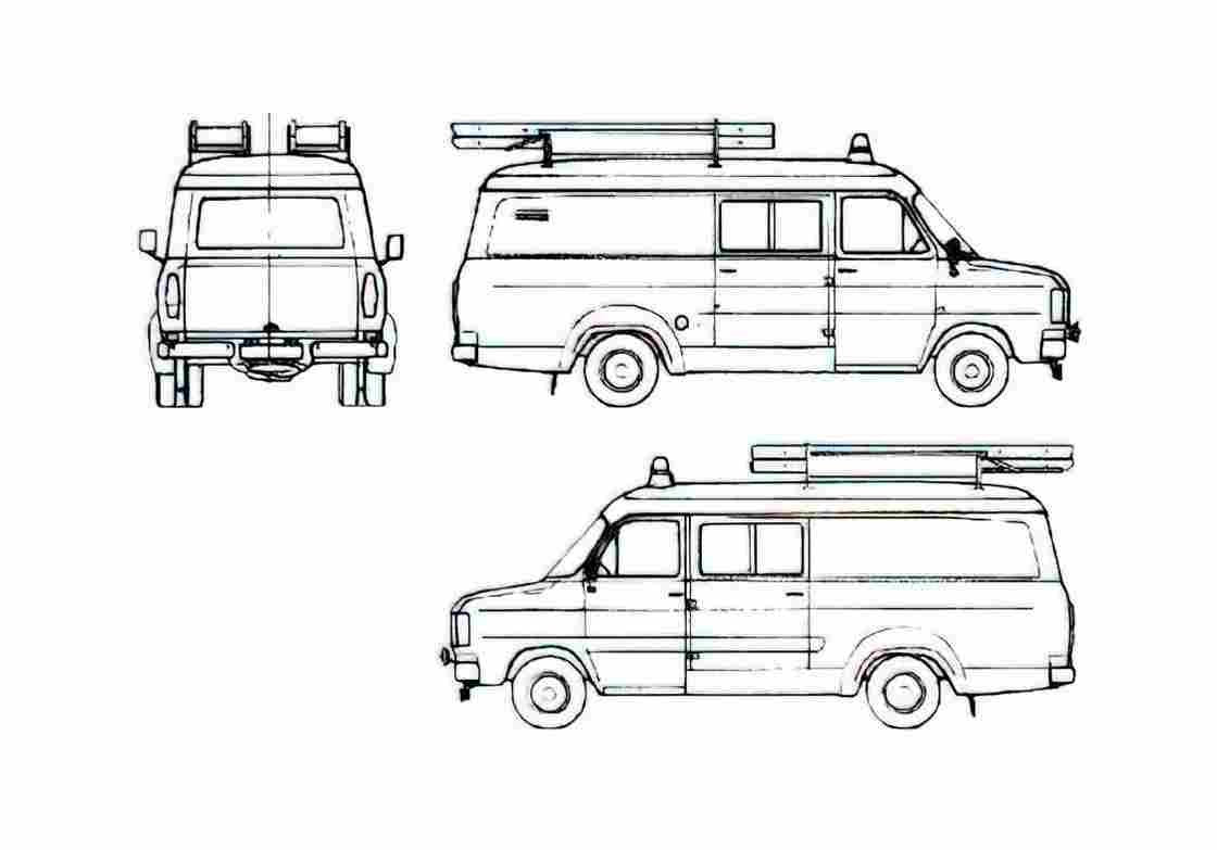 Blueprint Ford Transit Fire Van 1979 A4 Photo Print