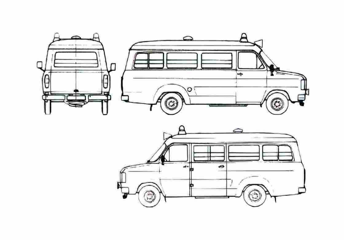 Blueprint Ford Transit Fire Van 1980 A4 Photo Print