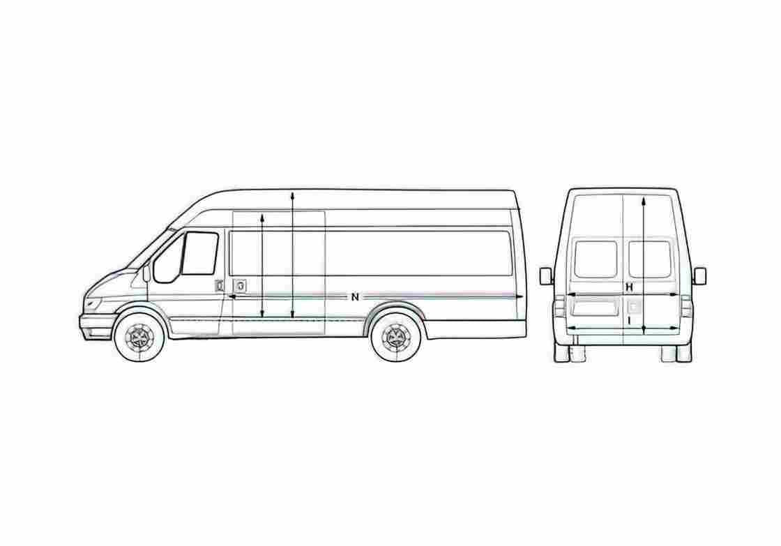 Blueprint Ford Transit LWB Jumbo Van 2005 A4 Photo Print