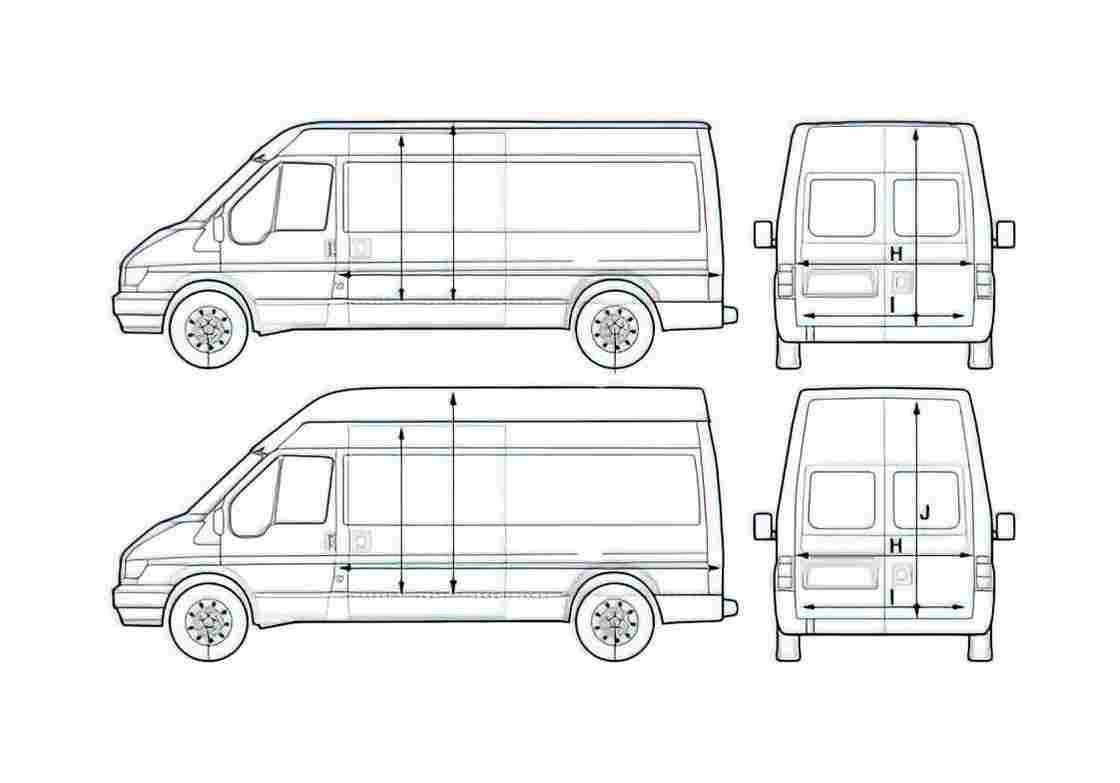 Blueprint Ford Transit LWB Van 2005 A4 Photo Print
