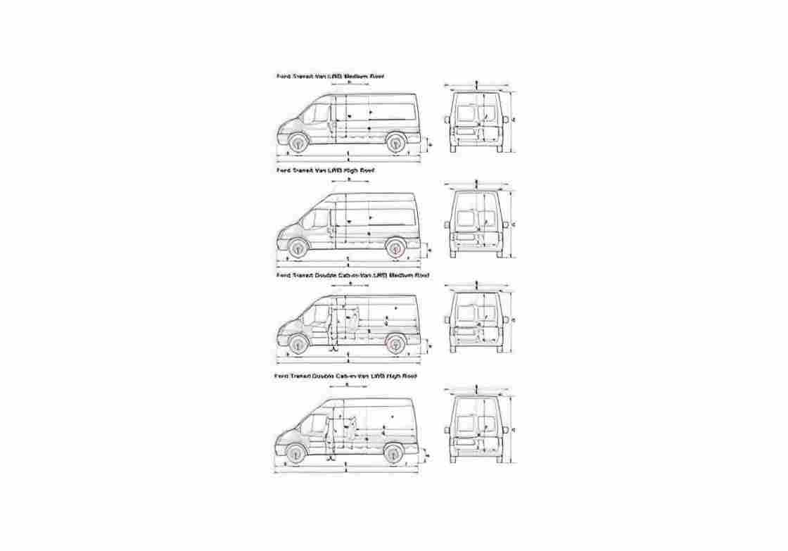 Blueprint Ford Transit LWB Van 2008 A4 Photo Print