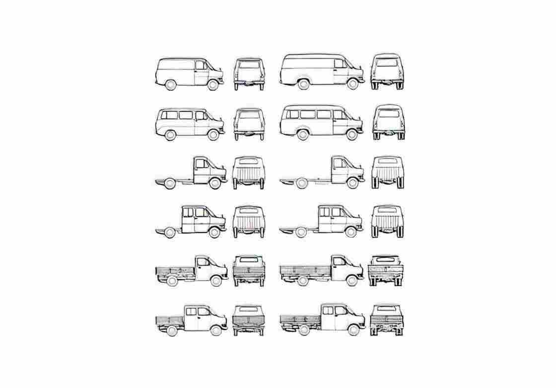 Blueprint Ford Transit Mk I Truck 1976 A4 Photo Print
