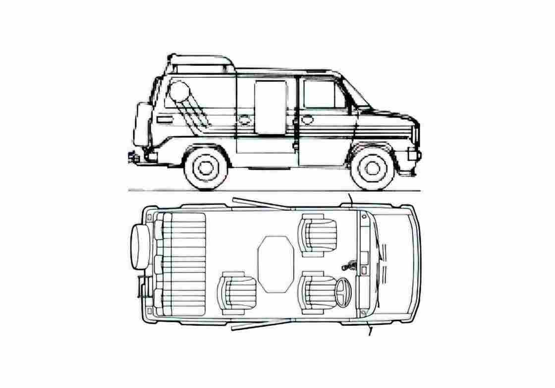 Blueprint Ford Transit SIA Club Mobile Minivan 1981 A4 Photo Print