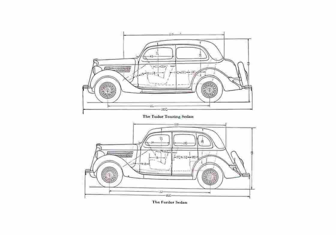 Blueprint Ford Tudor Touring Sedan 1927 A4 Photo Print