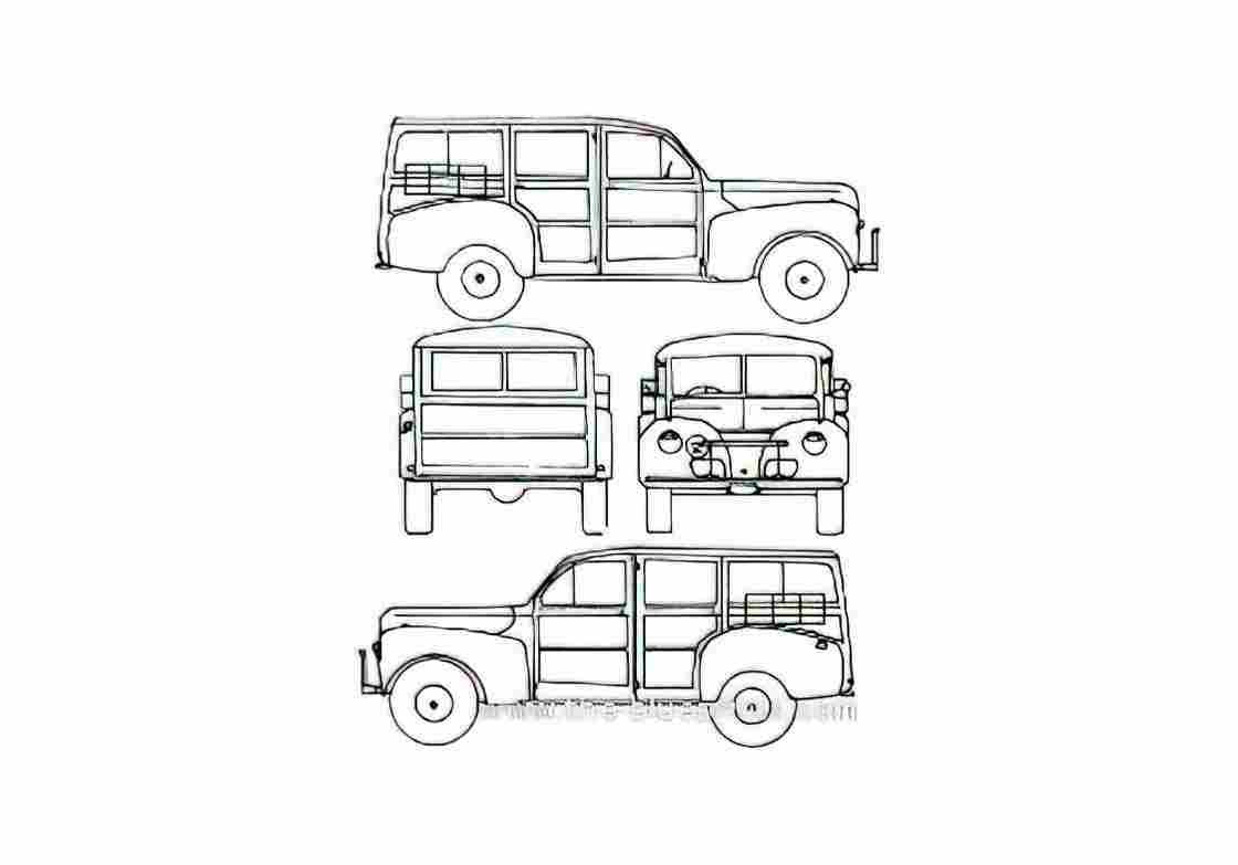 Blueprint Ford V8 Station Wagon 1941 A4 Photo Print