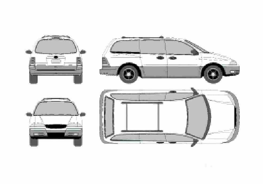 Blueprint Ford Windstar Minivan 2000 A4 Photo Print