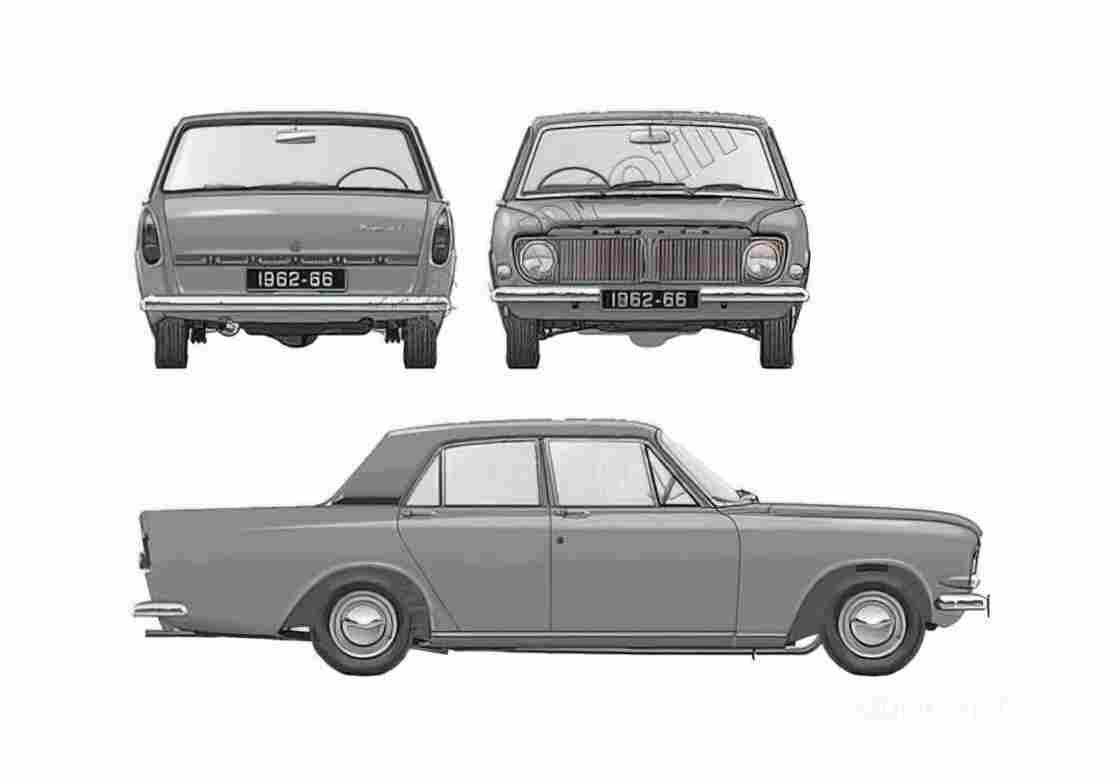 Blueprint Ford Zephyr 6 Mk III Sedan 1962 A4 Photo Print