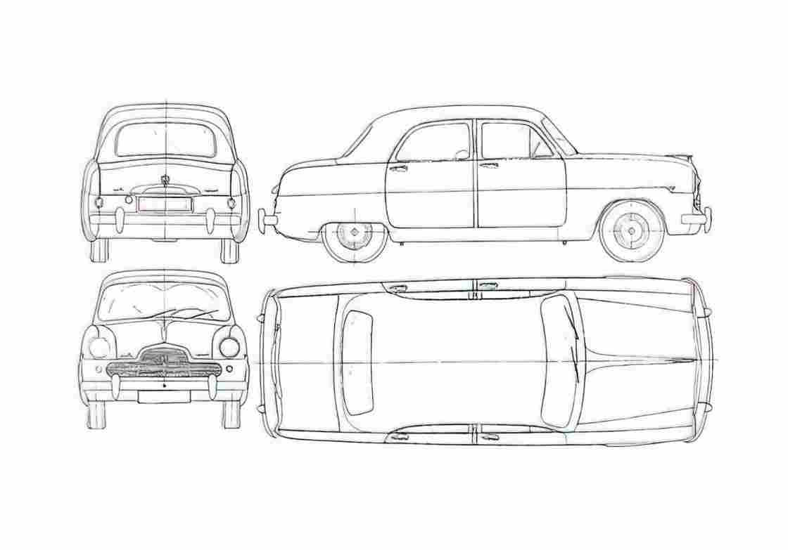 Blueprint Ford Zephyr Sedan 1953 A4 Photo Print