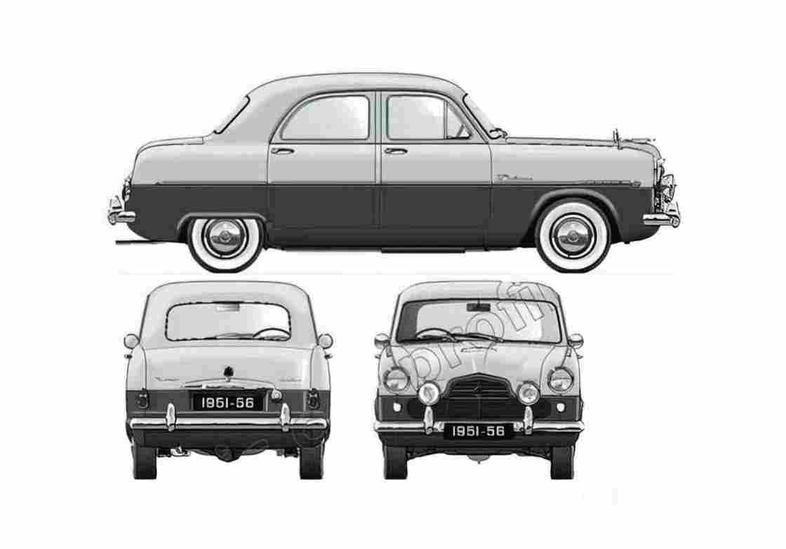 Blueprint Ford Zodiac Sedan 1951 A4 Photo Print