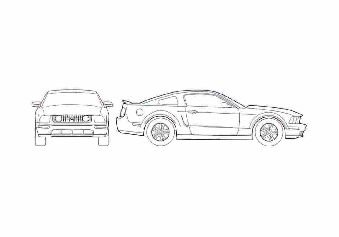 Blueprint Ford mustang Sedan 2005 A4 Photo Print
