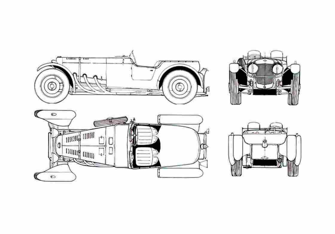 Blueprint Frazer Nash TT Replica Roadster 1932 A4 Photo Print