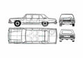 Blueprint GAZ 14 Chaika Limousine 1977 A4 Photo Print