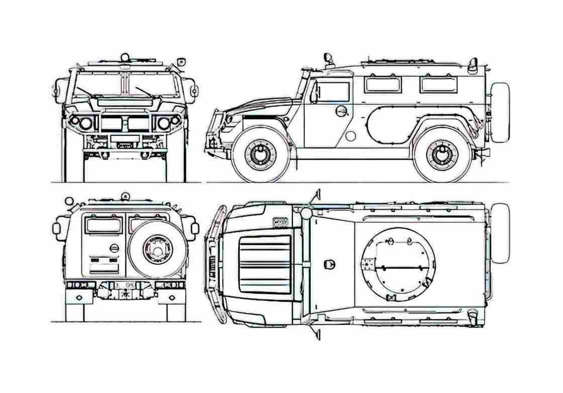 Blueprint GAZ 2975 Truck 2002 A4 Photo Print