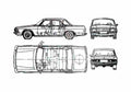 Blueprint GAZ 3102 Sedan 1982 A4 Photo Print