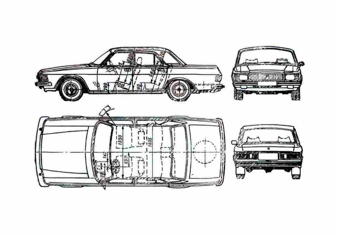 Blueprint GAZ 3102 Sedan 1982 A4 Photo Print