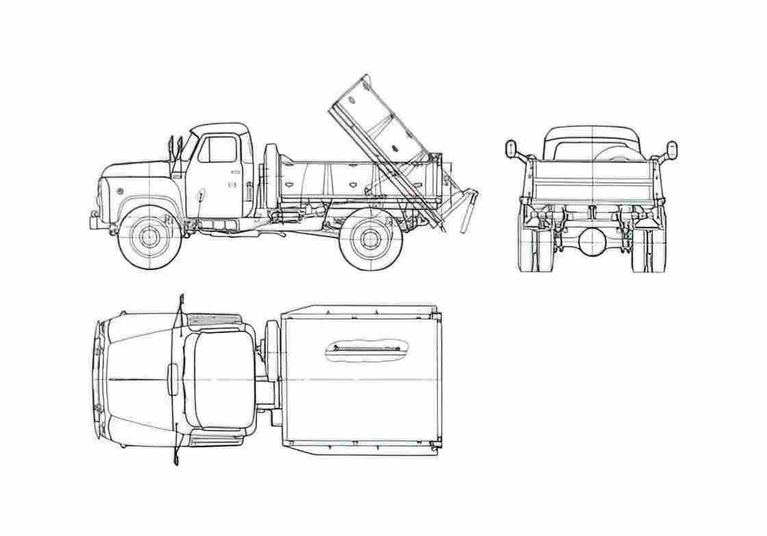 Blueprint GAZ 3504 Truck 1972 A4 Photo Print
