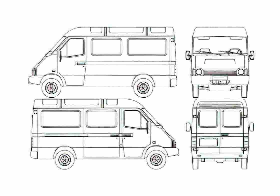 Blueprint GAZ 3782A Sobol Bus A4 Photo Print