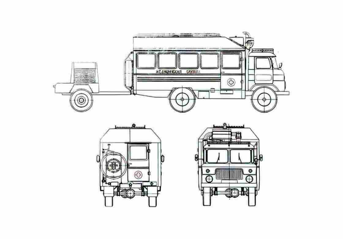 Blueprint GAZ 3952 Truck A4 Photo Print